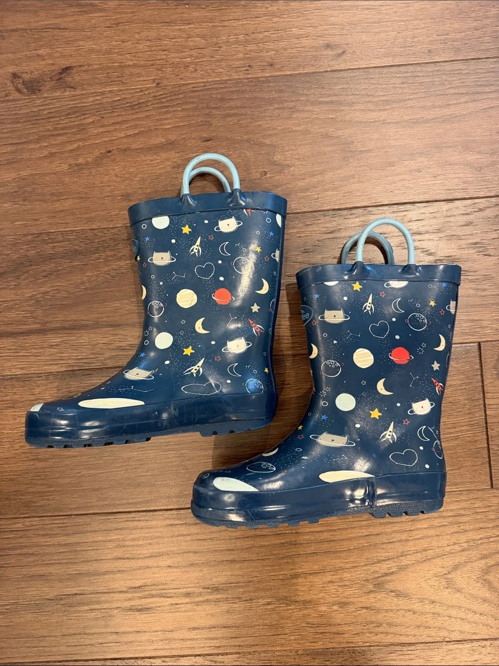 Outee Blue Space Themed Little Kids Rain Boots Size 11 - C56-003